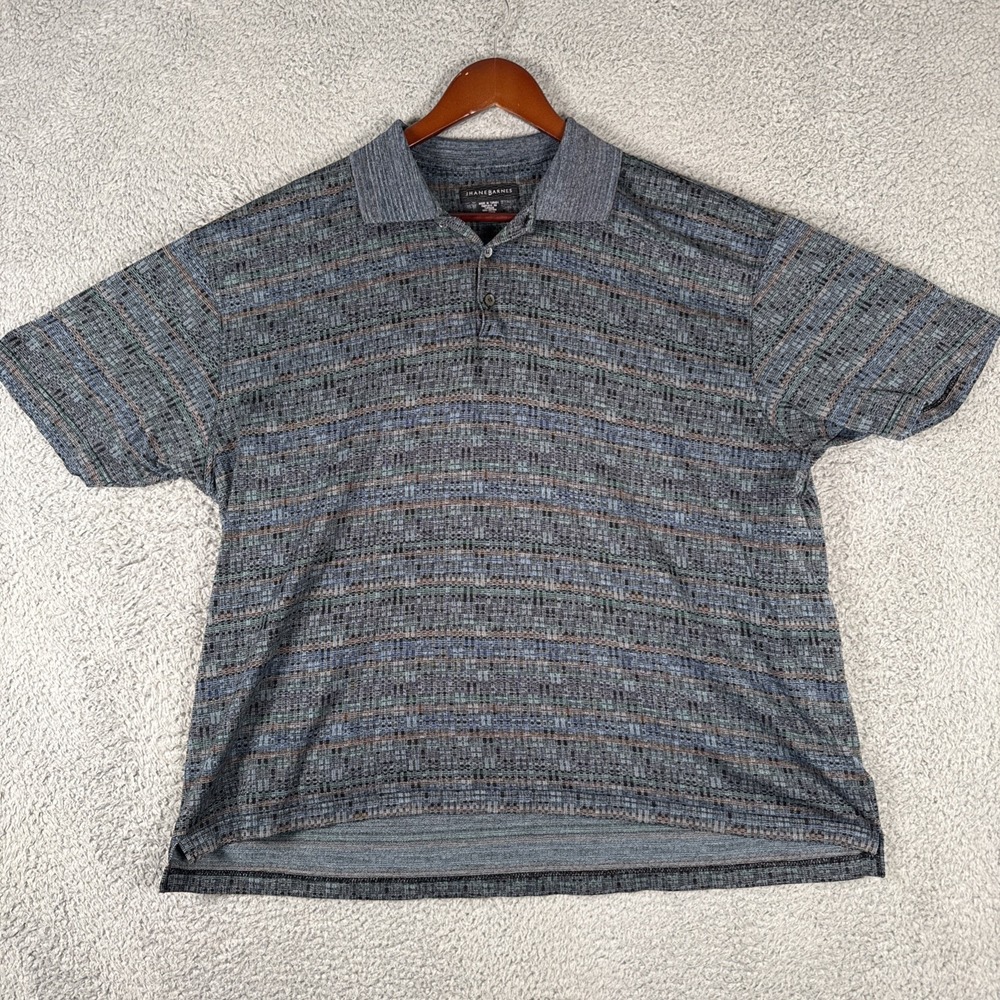 Jhane Barnes Knit Polo Shirt Mens XXL Multicolor Geometric Retro  *READ *shrunk*